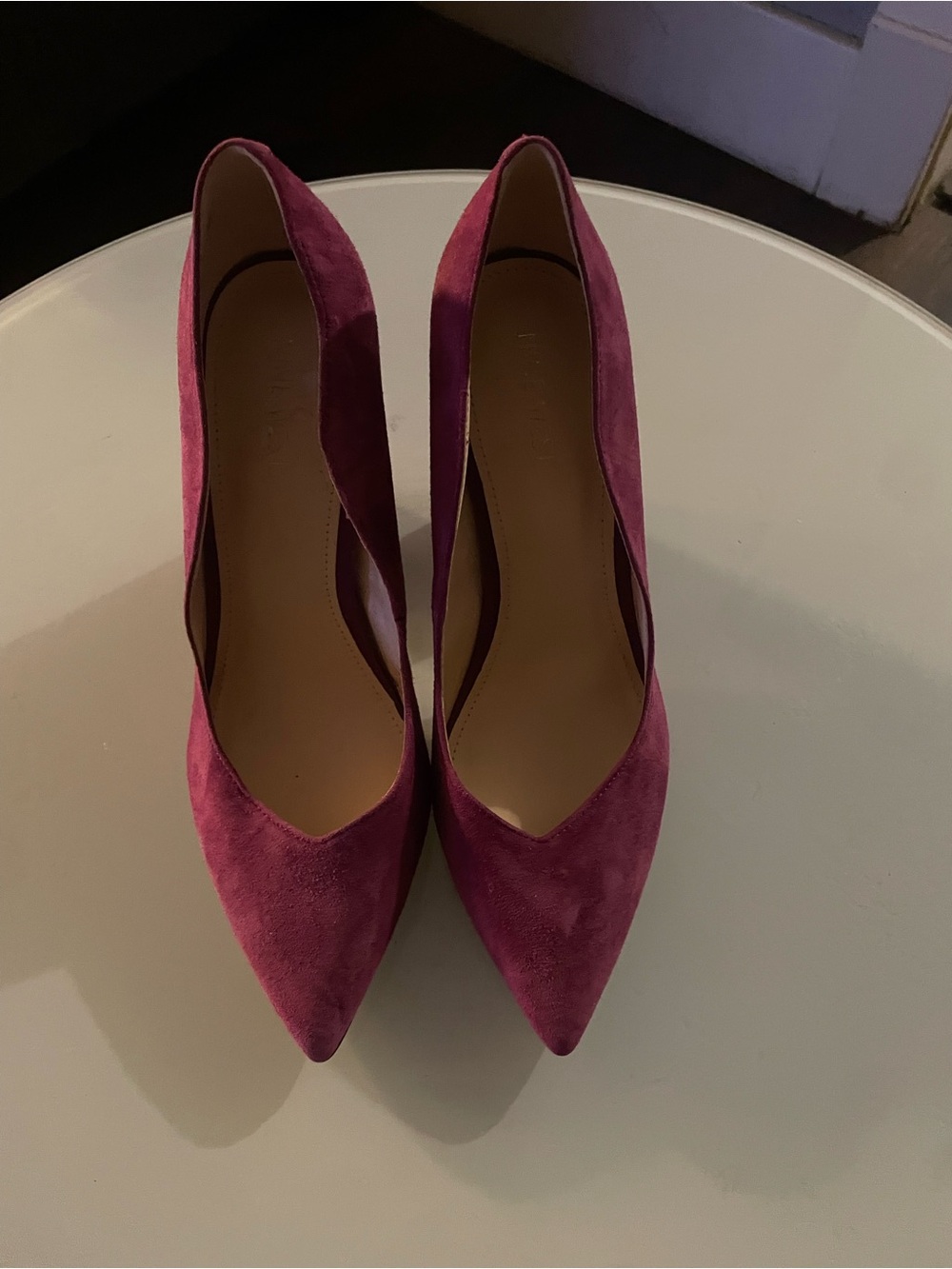 Nine West Magenta Suede Pointed-Toe blocked heel